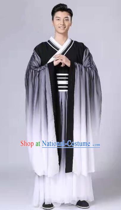 China Men Fan Dance Clothing Stage Performance Dancers Black Outfits Classical Dance Costume