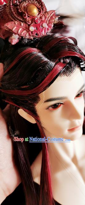 China BJD King Yan Red Wig Sheath Cosplay Swordsman Wigs Hair Accessories