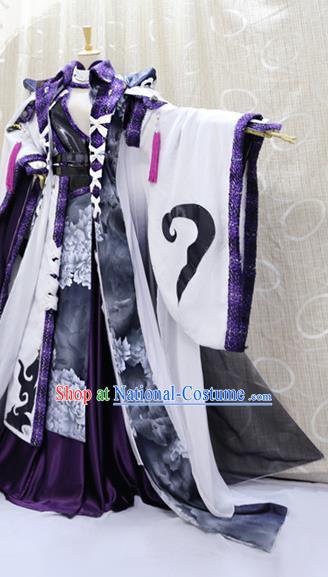 Professional Cosplay Taoist Priest Hua Xinfeng Costumes Custom China Ancient Swordsman King White Clothing