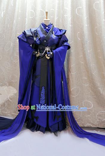 Cosplay Swordsman Jian Feidao Costumes Custom China Ancient Warrior Blue Clothing