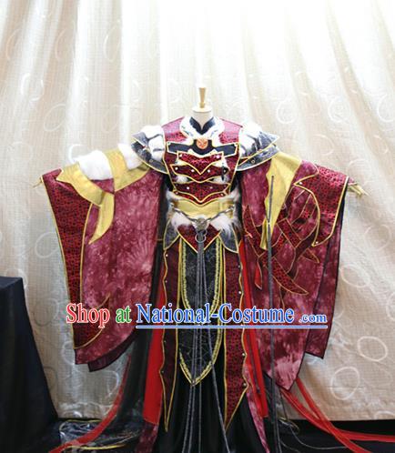 Cosplay Warrior Commander Red Costumes Custom China Ancient Swordsman Yu Bingtao Clothing