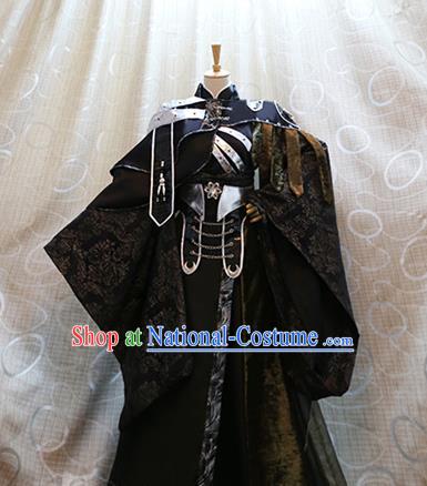 Cosplay King Xijing Wuque Costumes Custom China Ancient Swordsman Black Clothing Complete Set