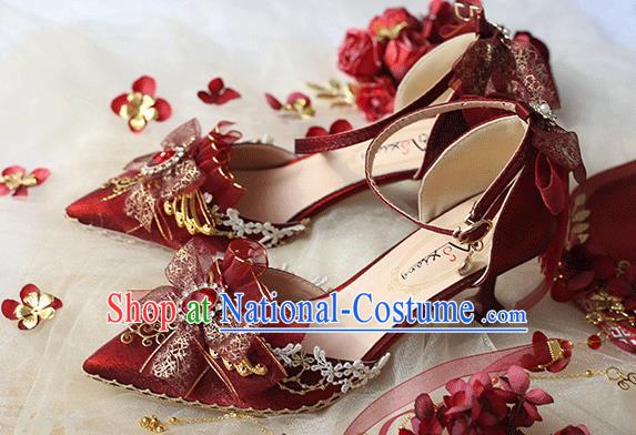 Halloween Cosplay Red High Heels Shoes Custom Bride Shoes