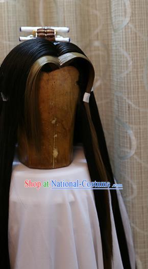 Cosplay Swordsman Shi Jiuru Wig Sheath Handmade China Ancient Chivalrous Knight Wigs Style and Hair Accessories