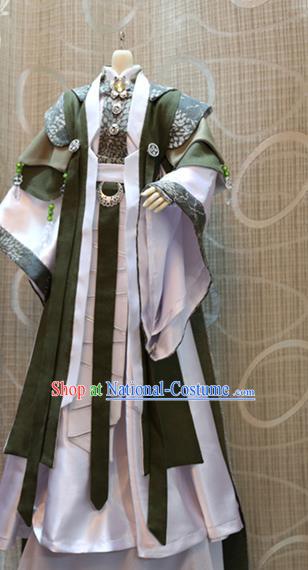 BJD Doll Chivalrous Man Costumes Custom China Ancient Cosplay Swordsman Green Clothing