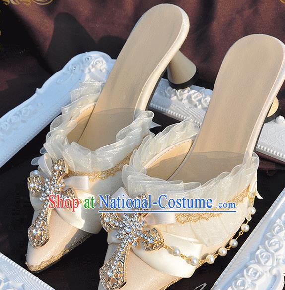 Custom Bride Wedding Shoes Halloween Cosplay White High Heels Shoes