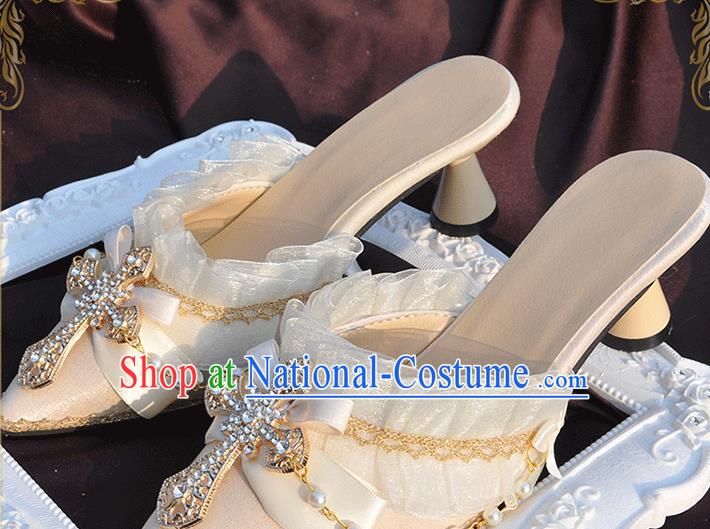 Custom Bride Wedding Shoes Halloween Cosplay White High Heels Shoes