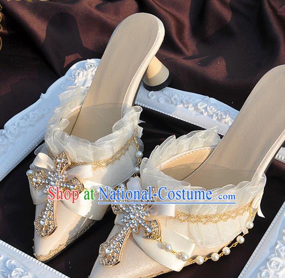 Custom Bride Wedding Shoes Halloween Cosplay White High Heels Shoes