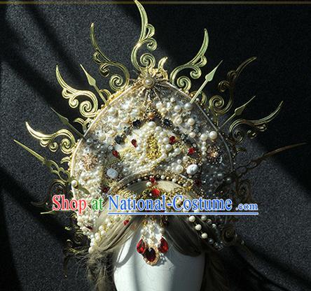 Handmade Baroque Hair Accessories Halloween Cosplay Deluxe Queen Royal Crown Headwear