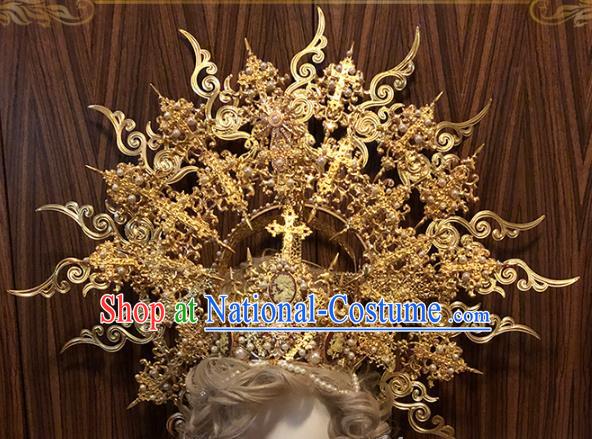 Handmade Goddess Hair Accessories Baroque Headwear Halloween Cosplay Medusa Deluxe Golden Royal Crown