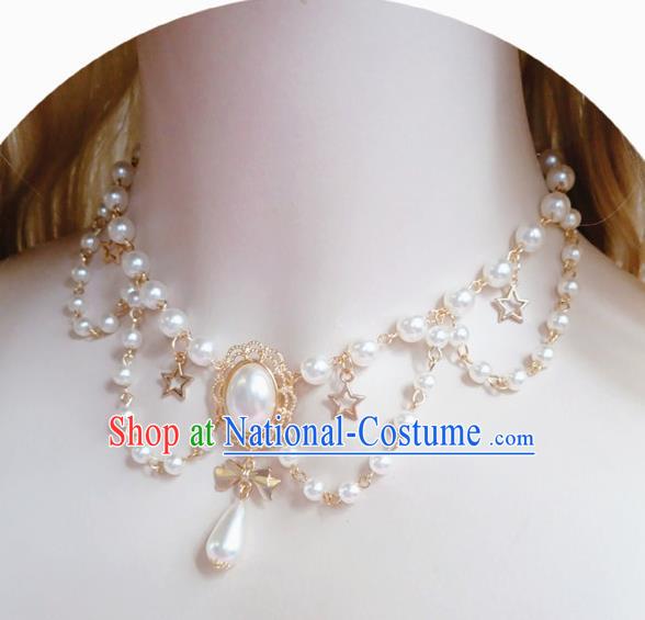 Europe Court Pearls Necklace Baroque Bride Necklet Halloween Cosplay Princess Accessories