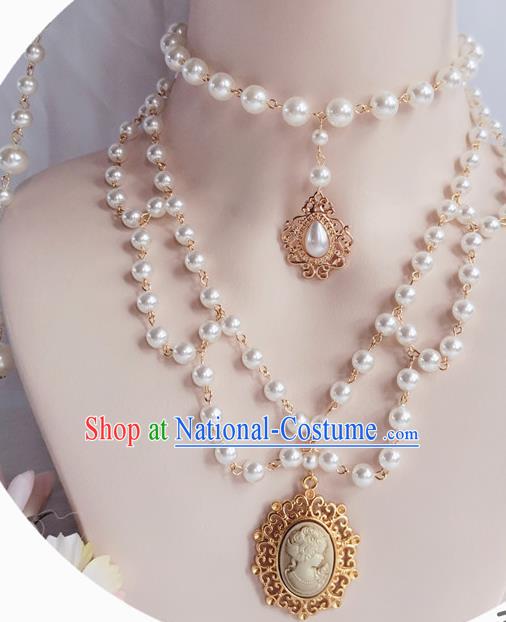 Europe Court Necklace Pearls Necklet Halloween Cosplay Baroque Bride Accessories