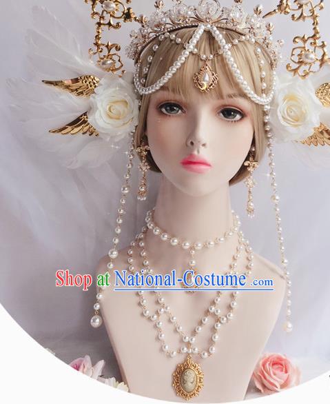 Europe Court Necklace Pearls Necklet Halloween Cosplay Baroque Bride Accessories