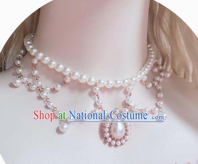 Court Pearls Necklace Halloween Cosplay Princess Accessories Baroque Bride Necklet