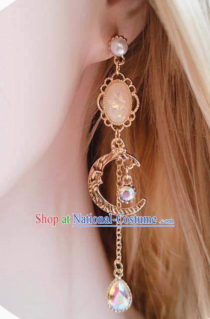 Handmade Moon Earrings Europe Court Eardrop Baroque Retro Accessories