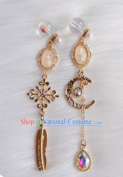 Handmade Moon Earrings Europe Court Eardrop Baroque Retro Accessories