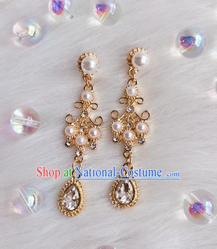 Handmade Pearls Earrings Baroque Retro Accessories Europe Court Crystal Eardrop