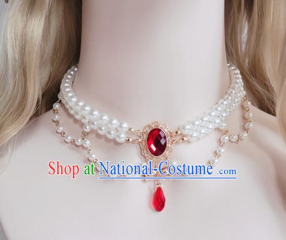 Top Europe Court Pearls Necklet Halloween Cosplay Stage Show Accessories Princess Necklace