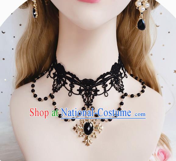 Top Gothic Black Lace Necklet Europe Court Necklace Halloween Cosplay Princess Stage Show Accessories