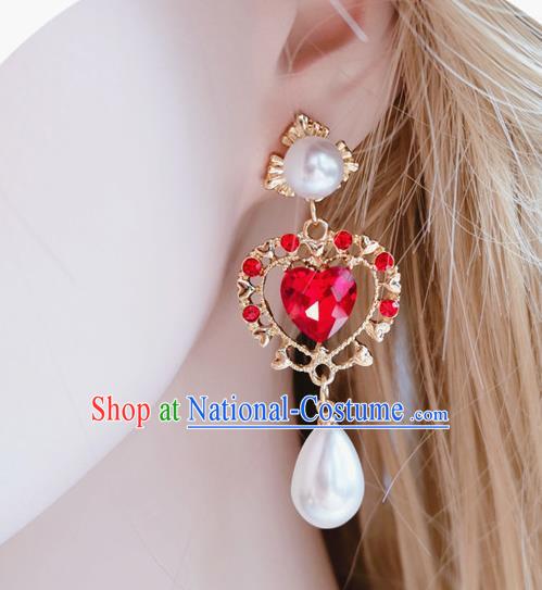 Handmade Bride Earrings Baroque Retro Accessories Europe Court Heart Shape Eardrop