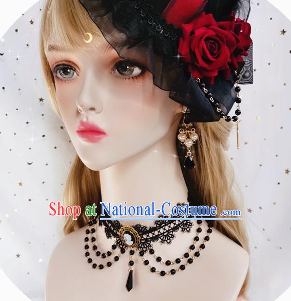 Top Renaissance Necklet Europe Court Necklace Halloween Cosplay Princess Stage Show Gothic Black Lace Accessories