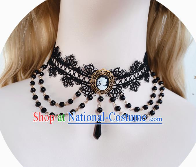 Top Renaissance Necklet Europe Court Necklace Halloween Cosplay Princess Stage Show Gothic Black Lace Accessories