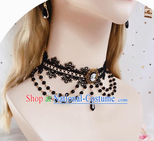 Top Renaissance Necklet Europe Court Necklace Halloween Cosplay Princess Stage Show Gothic Black Lace Accessories