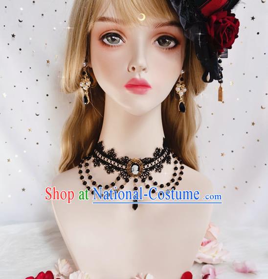 Top Renaissance Necklet Europe Court Necklace Halloween Cosplay Princess Stage Show Gothic Black Lace Accessories