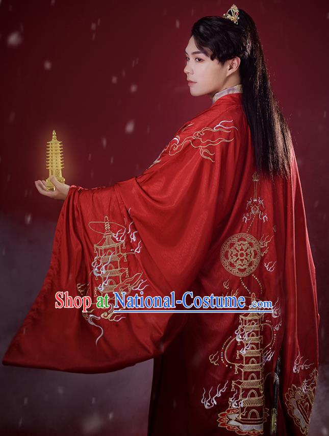 China Ancient Swordsman Costumes Traditional Tang Dynasty Taoist Hanfu Apparels Embroidered Outfits for adults