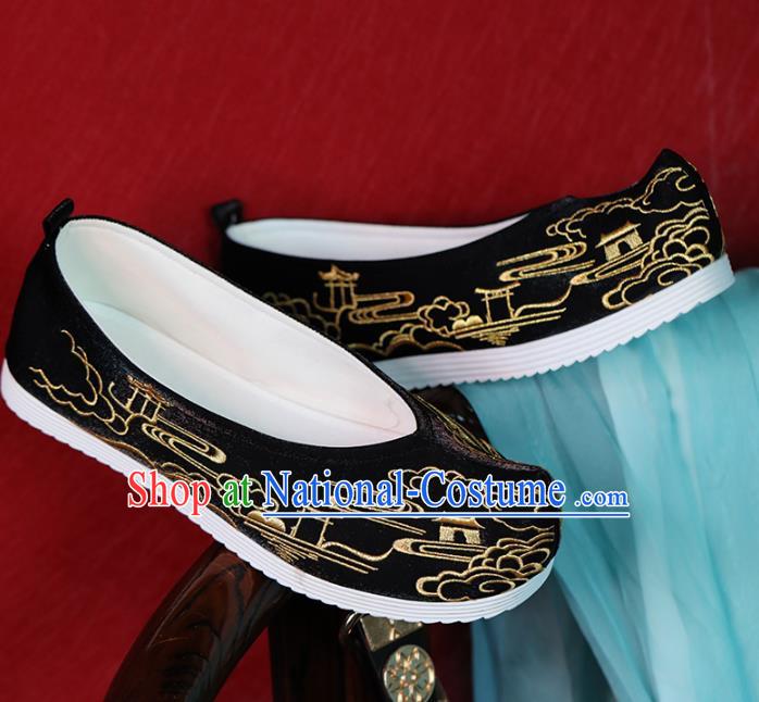 China Handmade Shoes Embroidered Black Shoes Hanfu Bow Shoes Ming Dynasty Princess Shoes