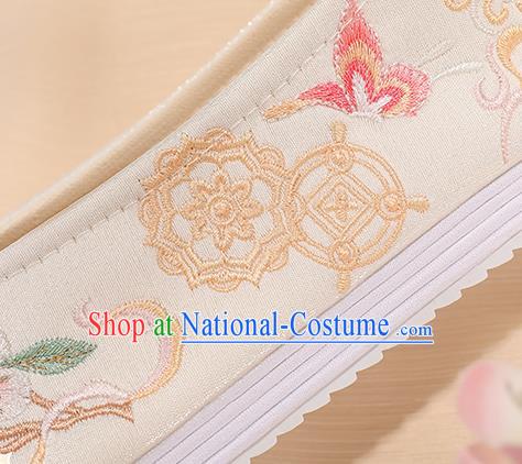 China White Bow Shoes Bride Shoes Hanfu Shoes Princess Shoes Embroidered Peach Shoes