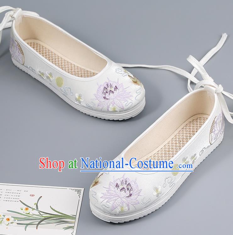 China Princess Shoes Embroidered Lotus Shoes Traditional Hanfu Shoes Cloth Shoes