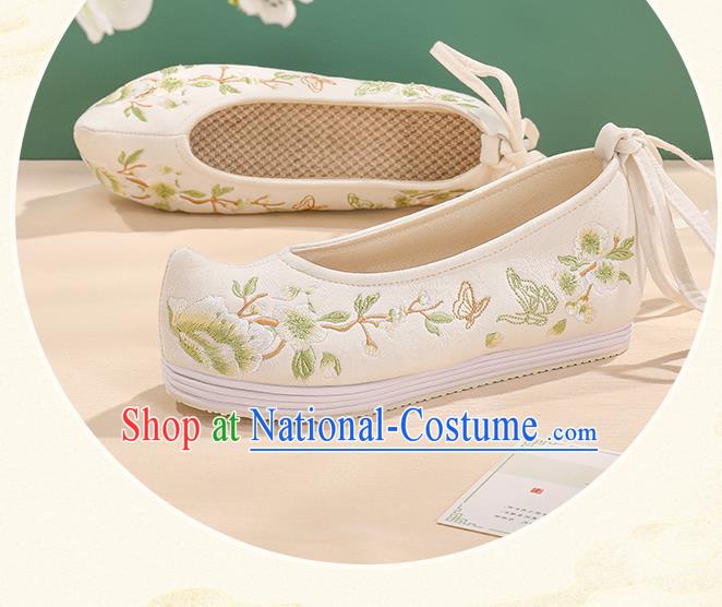 China Traditional Hanfu Princess Shoes Handmade Embroidered Bow Shoes Cloth Shoes