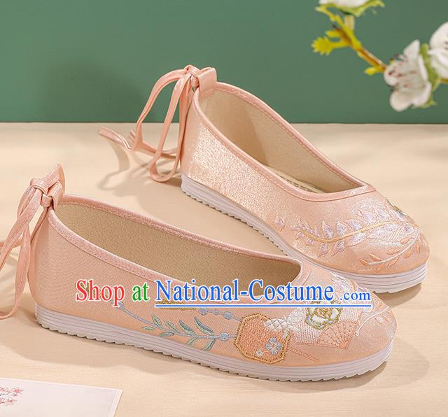 China Hanfu Shoes Traditional Cloth Shoes Pink Embroidered Shoes Handmade Princess Shoes