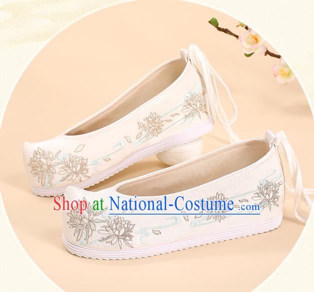 China Ming Dynasty Hanfu Shoes Traditional Cloth Shoes Handmade Princess Shoes Embroidered Shoes