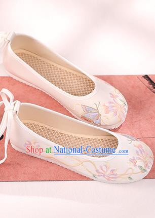 China Embroidered White Shoes Traditional Cloth Shoes Hanfu Shoes Handmade Shoes