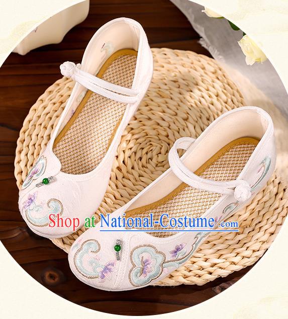 Handmade China National Shoes Hanfu Shoes Traditional Cloth Shoes Embroidered White Shoes