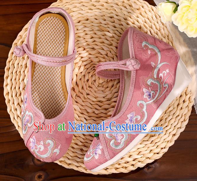 Handmade China Embroidered Pink Shoes Hanfu Shoes Traditional Cloth Shoes National Shoes