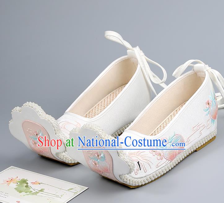 China Ming Dynasty Women Shoes Embroidered Shoes Traditional Hanfu Shoes Princess Shoes