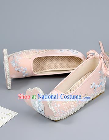 Pink Embroidered Shoes China Ming Dynasty Young Lady Shoes Traditional Hanfu Shoes Princess Shoes