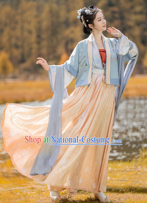 China Traditional Ancient Village Girl Costumes Song Dynasty Civilian Female Hanfu Clothing