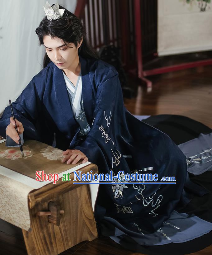 China Ancient Swordsman Apparels Traditional Jin Dynasty Chinde Hanfu Clothing for Men