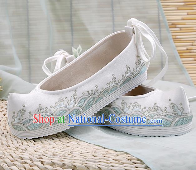 China White Cloth Shoes Traditional Embroidered Shoes Hanfu Shoes Handmade Shoes National Shoes