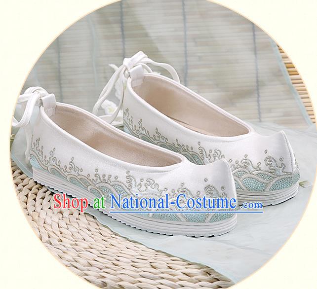 China White Cloth Shoes Traditional Embroidered Shoes Hanfu Shoes Handmade Shoes National Shoes