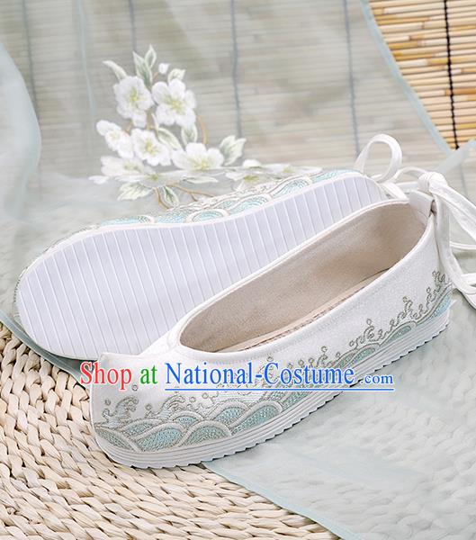 China White Cloth Shoes Traditional Embroidered Shoes Hanfu Shoes Handmade Shoes National Shoes