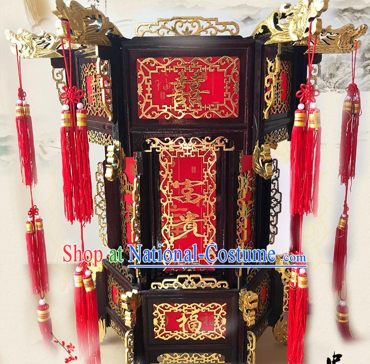 China Dragon Heads Wood Lantern Handmade Imitation Sheepskin Lanterns Palace Lantern Wedding Lamp