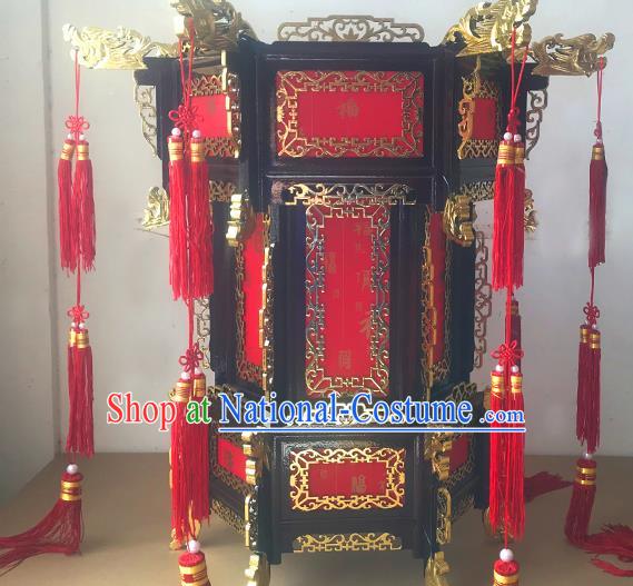 China Wedding Lamp Handmade Imitation Sheepskin Lanterns Palace Lantern Dragon Heads Tassel Wood Lantern