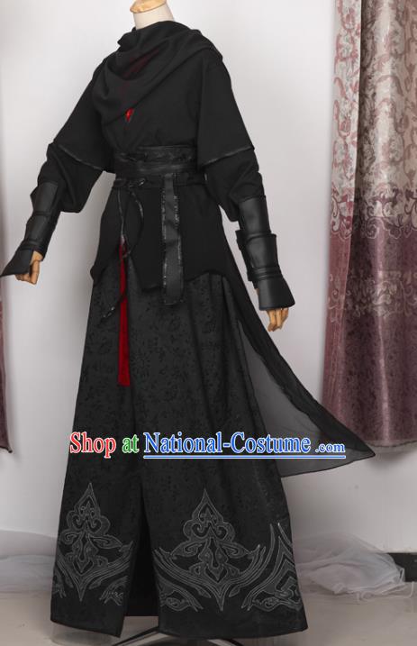 Cosplay Chinese Ancient Assassin Clothing Swordsman Black Costumes for Men