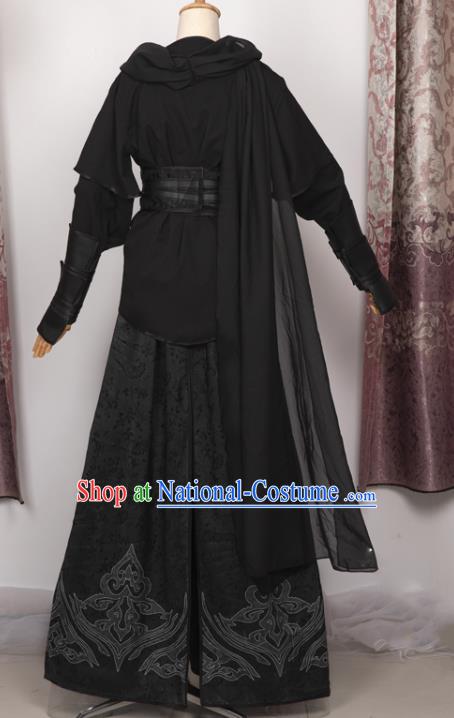 Cosplay Chinese Ancient Assassin Clothing Swordsman Black Costumes for Men