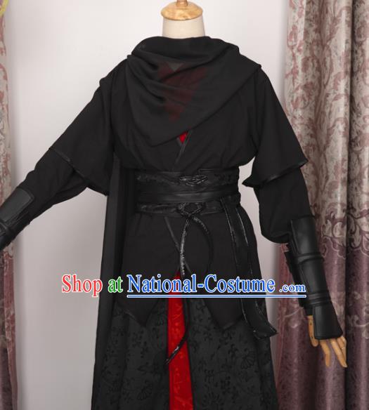 Cosplay Chinese Ancient Assassin Clothing Swordsman Black Costumes for Men